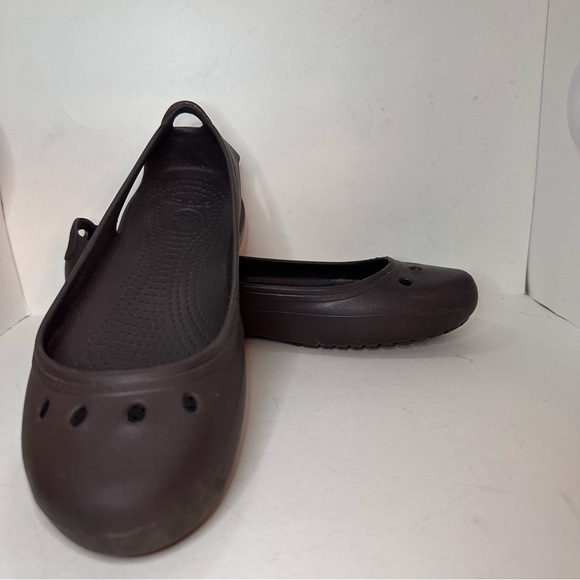 Crocs Kadee Ballet Flats Shoes Women's Sz 9 Brown Comfort Outdoor Casual Garden - Picture 2 of 9